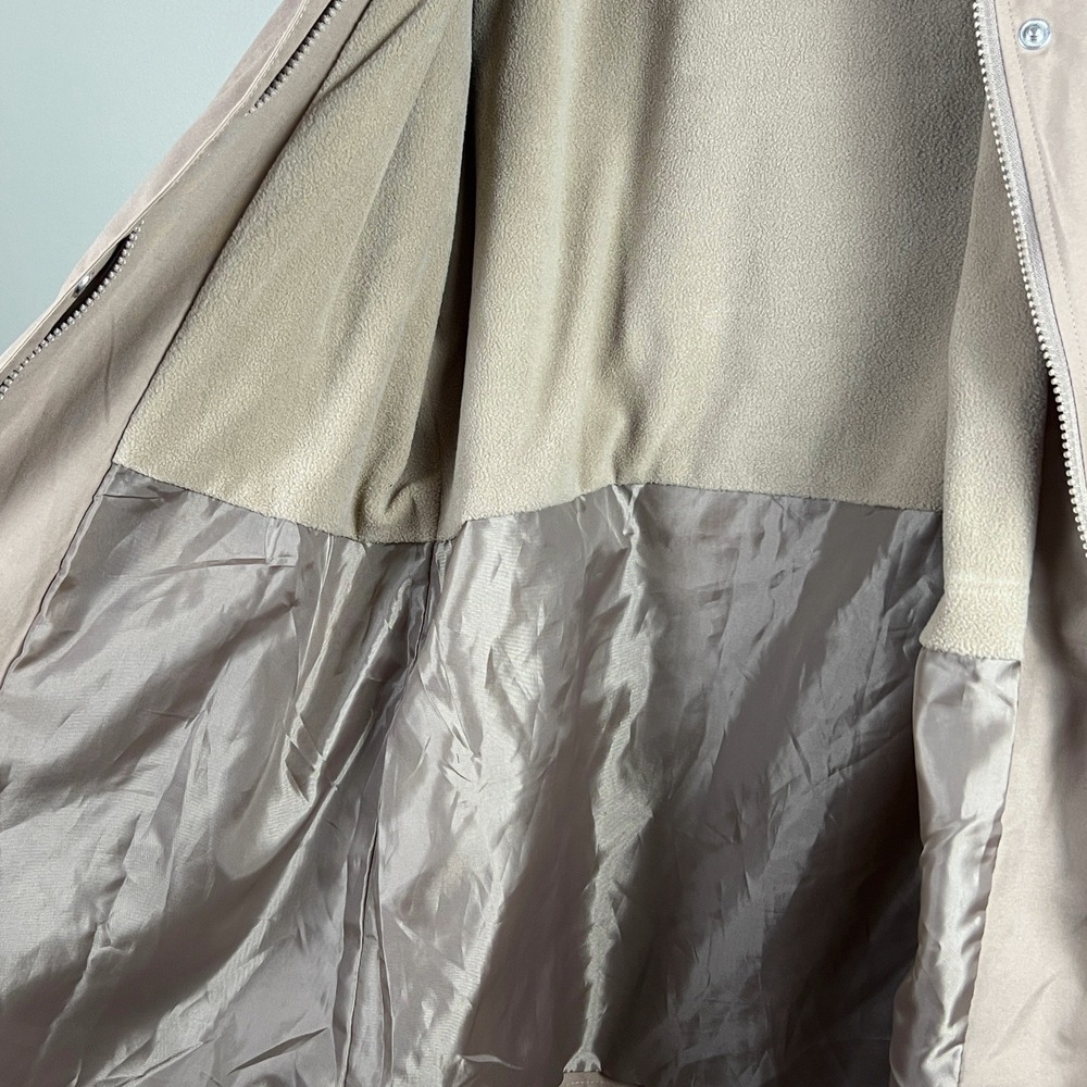 Blair Womens Large Tan Beige Hooded Anorak Jacket Fleece Lined Parka Coat - Picture 6 of 6